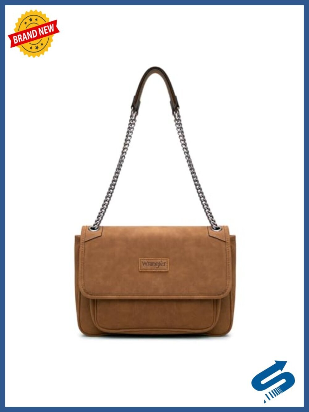 Vintage Flap Faux Suede Shoulder Crossbody Bag with Chain Strap